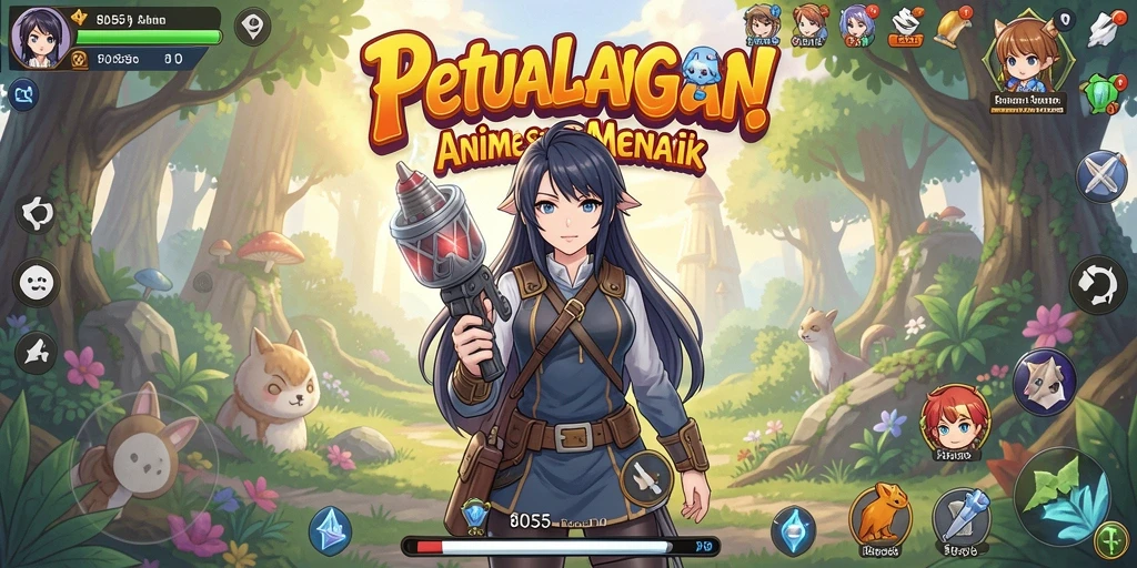 Tampilan gameplay anime yang dinamis dan menarik.