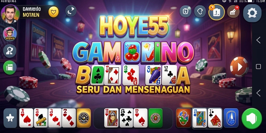Screenshot gameplay HOYE55 yang menampilkan aksi seru bermain domino.
