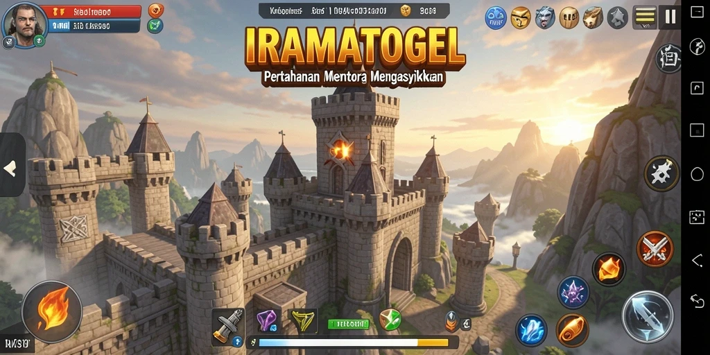 Tampilan gameplay menarik dari IRAMATOGEL dengan menara yang menghancurkan musuh.