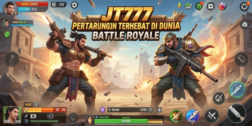 Tampilan gameplay JT777 yang seru dalam pertempuran Battle Royale.