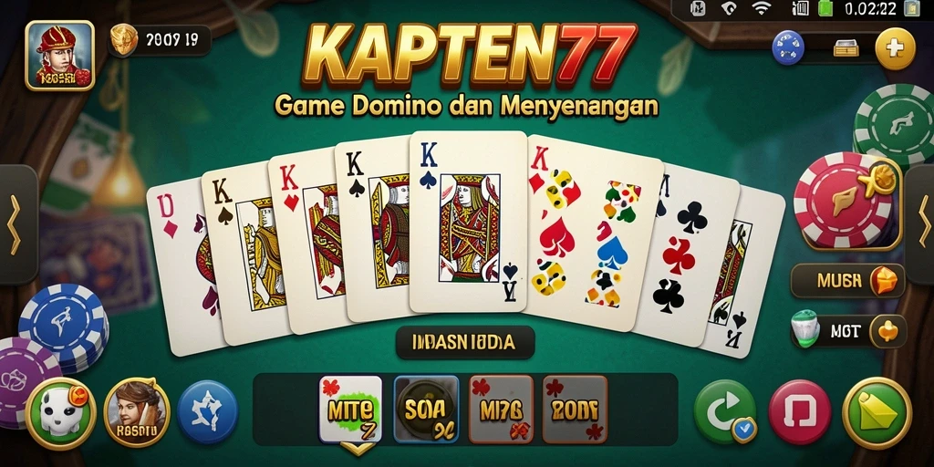 Tampilan gameplay KAPTEN77 yang seru dan interaktif dalam permainan Domino.