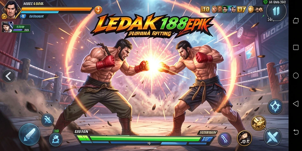 Tampilan aksi mendebarkan dari gameplay Fighting LEDAK188.