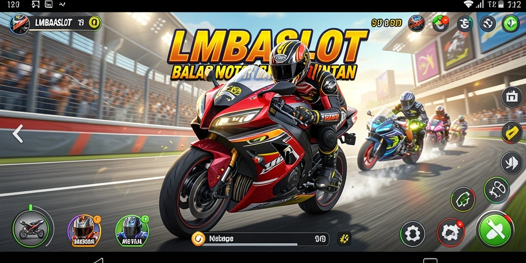 Gameplay LMBASLOT dengan balapan motor yang mendebarkan.
