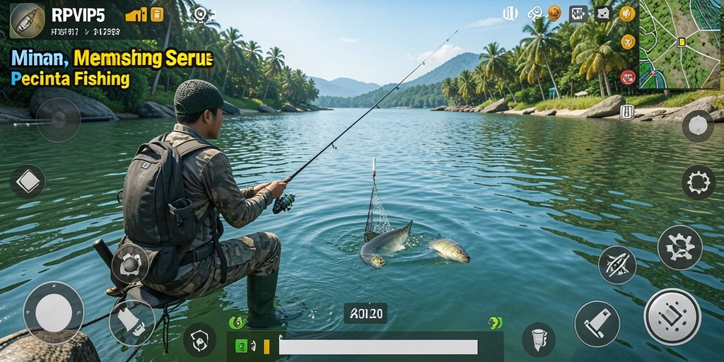 Tampilan gameplay RPVIP5 dengan pengalaman memancing yang seru.