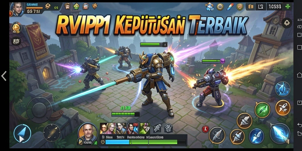 Screenshot gameplay yang menunjukkan strategi pertempuran dalam RVIP1.